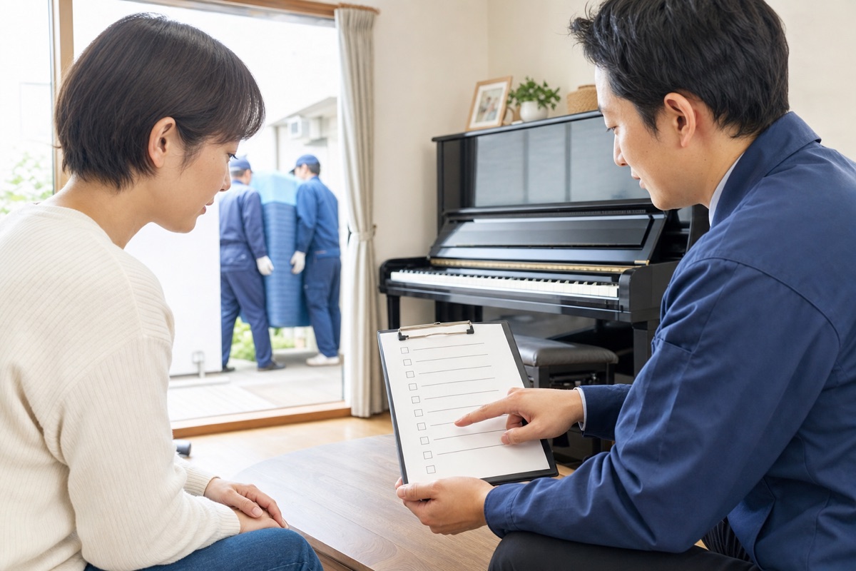 ピアノ買取の契約内容を確認するイメージ